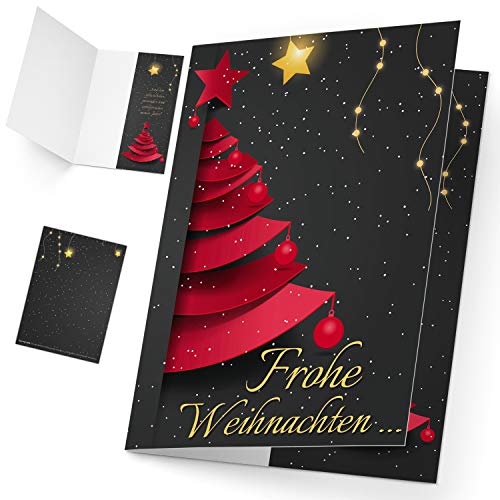 BREITENWERK Weihnachtskarten Set (12 Stück) WEIHNACHTSBAUM - edle Premium Klappkarten - ideal privat & geschäftlich - Frohe Weihnachten Karten von BREITENWERK
