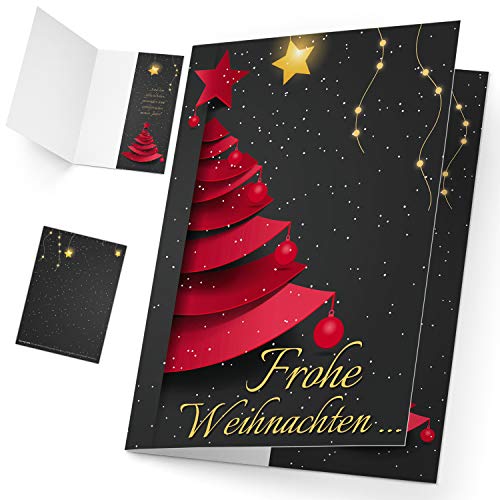 Weihnachtskarten Set (12 Stück) WEIHNACHTSBAUM - edle Premium Klappkarten - ideal privat & geschäftlich - Frohe Weihnachten Karten von BREITENWERK von BREITENWERK