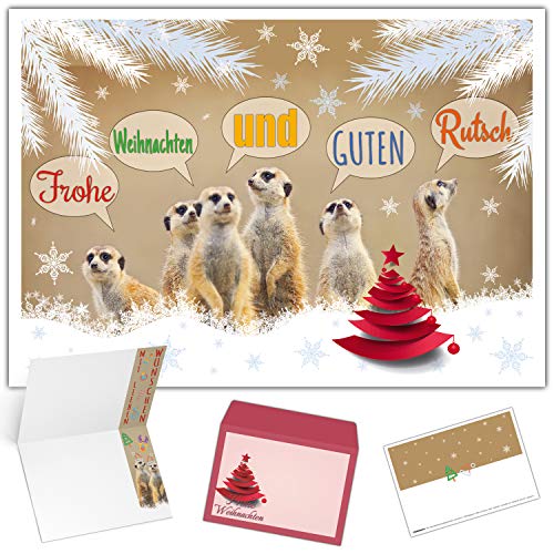 BREITENWERK Weihnachtskarten mit Umschlag (15er Set) ERDMÄNNCHEN - witzige Klappkarten - ideal privat & geschäftlich - Frohe Weihnachten Karten von BREITENWERK