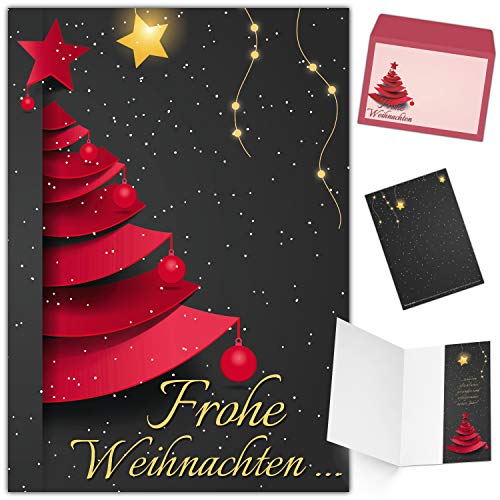 BREITENWERK Weihnachtskarten mit Umschlag (15er Set) WEIHNACHTSBAUM - edle Klappkarten - ideal privat und geschäftlich - Frohe Weihnachten Karten von BREITENWERK