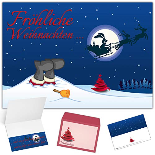 BREITENWERK Weihnachtskarten mit Umschlag (15er Set) WEIHNACHTSMANN & OSTERHASE - Klappkarten privat & geschäftlich - Frohe Weihnachten Karten von BREITENWERK