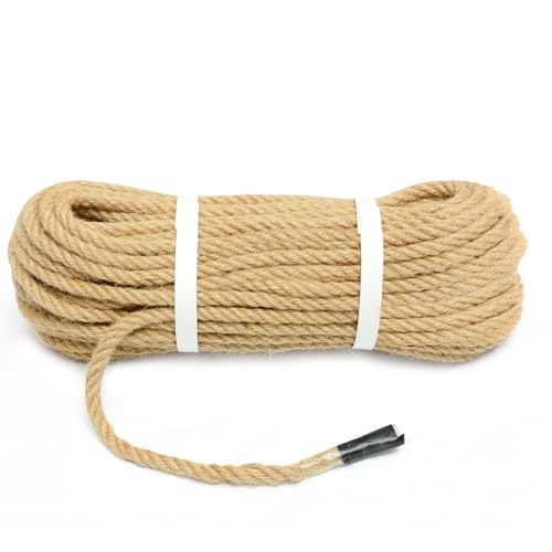 BRETANGME Natürliches Juteseil, Hanfseil, 10 mm × 60 m, stark, 4 Stränge, gedrehte Manila-dicke Jute-Schnur für DIY, Handwerk, Kratzbaum, Gartenarbeit, Dekoration, Bündel, zum Aufhängen BRETANGME Natürliches Juteseil, Hanfseil, 10 mm × 60 m, stark, 4 Stränge, gedrehte Manila-dicke Jute-Schnur für DIY, Handwerk, Kratzbaum, Gartenarbeit, Dekoration, Bündel, zum Aufhängen von BRETANGME
