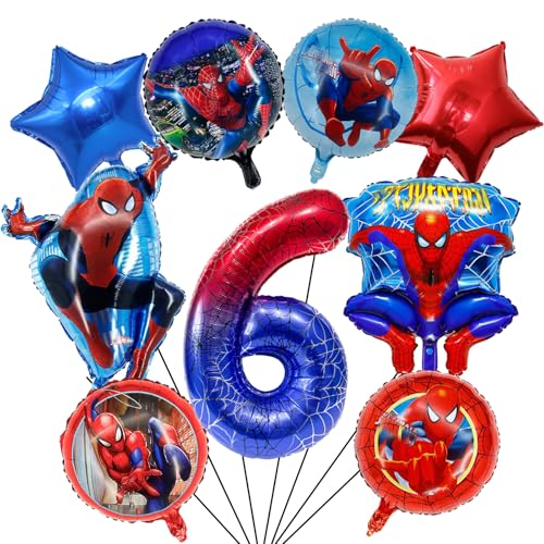 Cartoon Aluminiumfolie Ballon Geburtstags dekoration,6 Jahr Jungen Geburtstagsdekoration, 9 Stück Kinder geburtstag Luftballon Deko Set Enthält Runden, Fünfzackiger Stern, Menschlicher Ballon von BRIACICELL