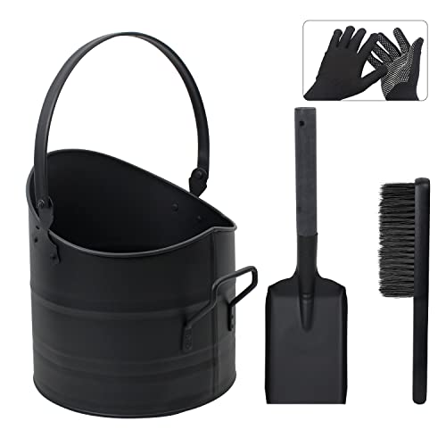 BRIAN & DANY Ascheeimer, Halbkreisförmiger Kohleeimer für Kamine, 10L Eimer mit Schaufel und Handbesen, Werkzeugset Zubehör für Kamin, Feuerstelle, Holzofen BRIAN & DANY Ascheeimer, Halbkreisförmiger Kohleeimer für Kamine, 10L Eimer mit Schaufel und Handbesen, Werkzeugset Zubehör für Kamin, Feuerstelle, Holzofen von BRIAN & DANY