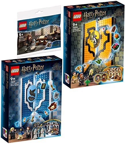 Lego Harry Potter 3er Set: 76411 Hausbanner Ravenclaw, 76412 Hausbanner Hufflepuff & 30392 Hermines Schreibtisch von BRICKCOMPLETE