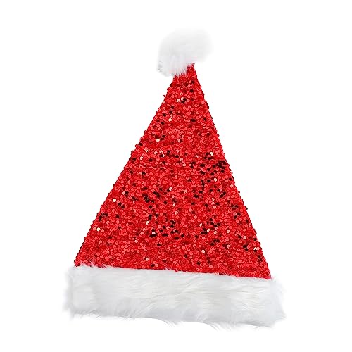BRIGHTFUFU Weihnachtsmütze Aus Plüsch Mit Pailletten 1 Stück Weihnachtsmannmütze Für Erwachsene Jungen Und Mädchen Zubehör Für Die Frohe Weihnachten von BRIGHTFUFU