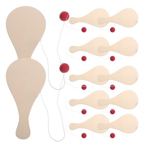 BRIGHTFUFU 10 Stück Teiliges Holz Paddel Ball für DIY Malen und Basteln Kreatives Handwerk für Eltern Junge Mädchen Aktivitäten von Koordination und Kreativität von BRIGHTFUFU