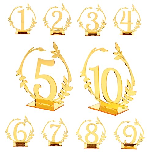 BRIGHTFUFU 10 Stück Tisch Nummernschild Reservierte Sitzschilder 1-10 Tischnummer Tischkartenhalterständer Tischnummern Für Bankette Tischnummern Für Die Hochzeitsfeier Golden Acryl BRIGHTFUFU 10 Stück Tisch Nummernschild Reservierte Sitzschilder 1-10 Tischnummer Tischkartenhalterständer Tischnummern Für Bankette Tischnummern Für Die Hochzeitsfeier Golden Acryl von BRIGHTFUFU