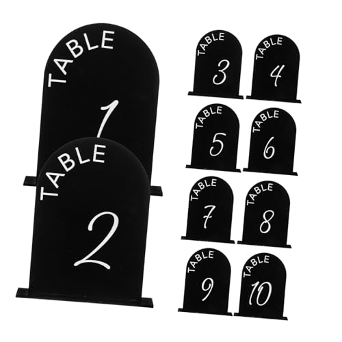 BRIGHTFUFU 10 Stück -tischnummern: Schwarzes Bogen-tischschild Mit Halterständern Für Hochzeitsempfang, Schriftart, Mittelstück, Kopfschild, Jubiläumsveranstaltung, Party, Hochzeit von BRIGHTFUFU