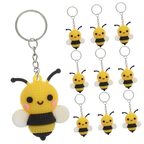 BRIGHTFUFU 10Stücke Bienen Schlüsselanhänger Süße Cartoon Biene und Partygeschenke Taschenanhänger Kreative Deko für Freunde und Familie von BRIGHTFUFU