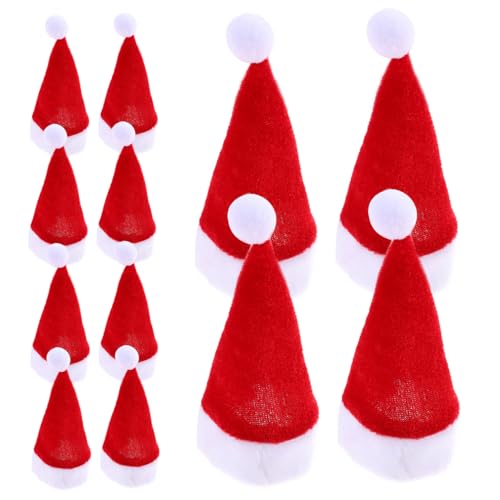 BRIGHTFUFU 12 Stück Mini Weihnachtsmannmütze Lutschermütze Für Weihnachten Flauschige Weihnachtspartymütze Kleine Überzüge Weihnachtsmützen Weihnachts Lutscherhüte Dekorationen Rosa von BRIGHTFUFU