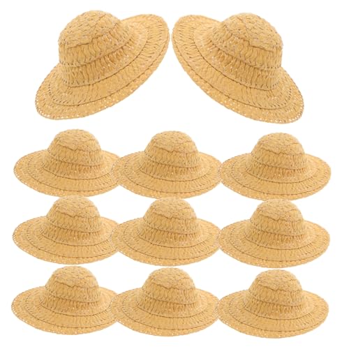 BRIGHTFUFU 12 Stück Teiliges Mini Papierhut Handgewebte Miniatur Hüte Kreative DIY Puppenzubehör Leichte Langlebige Dekoration für Mikro landschaften und Bastelprojekte von BRIGHTFUFU