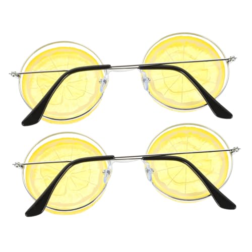 BRIGHTFUFU 2 Stück Gläser party brillen partybrille Hochzeitsfoto Requisiten Hochzeitsfoto Brillen party glasses lustig Zitrone geformt gurkenglas Cosplay-Party-Brille Yellow von BRIGHTFUFU