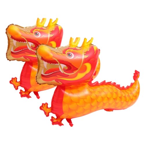 BRIGHTFUFU 2 Stück Teiliges Dragon Balloon aus Aluminiumfolie Lebendige Neujahrsdeko Leicht Aufzublasen Vielseitig Verwendbar für Frühlingsfest und Familienfeier von BRIGHTFUFU