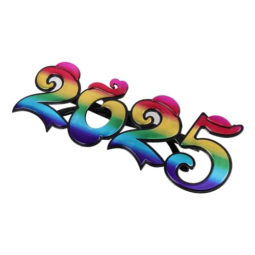 BRIGHTFUFU 2025 Brille Gläser Party Rahmen Brillen Für Das Neue Jahr 2025 Festival Junggesellin Dekoration Geformt Frohes Neues Jahr Brille Led Neujahrsbrille 2025 Transparent Stk von BRIGHTFUFU