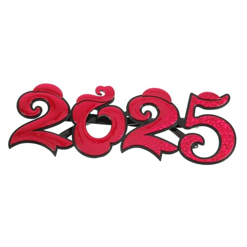 BRIGHTFUFU 2025 Brille Silvesterbrille Party Dekorationen transparent Frohes neues Jahr Brille 2025 LED Lustige Brille Spaßbrille gläser Kostümzubehör für das neue Jahr Anzahl Brillen Stk rot von BRIGHTFUFU