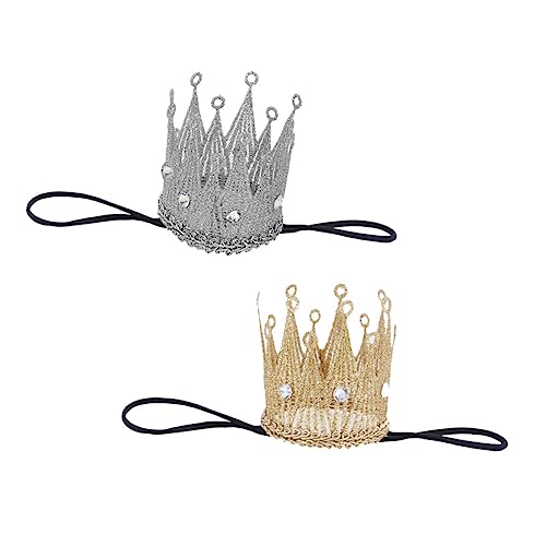 BRIGHTFUFU 2Stücke Krone Stirnband Für Mädchen Und Jungen Goldene Und Silberne Krone Für Geburtstagsfeiern Hochzeiten Und Feiertage Neugeborene Und Kleinkinder Kopfband von BRIGHTFUFU