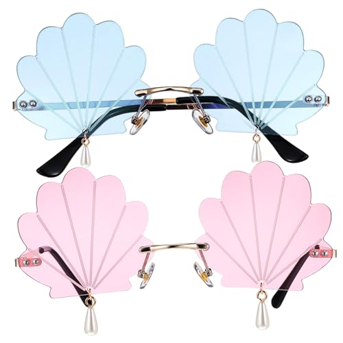BRIGHTFUFU 2stücke Muschelgemuster Sonnenbrillen Für Frauen Leichte Und Komfortable Partybrillen Für Festivals Und Feiern Mit Stylischem Design Und Robustem Pc-material BRIGHTFUFU 2stücke Muschelgemuster Sonnenbrillen Für Frauen Leichte Und Komfortable Partybrillen Für Festivals Und Feiern Mit Stylischem Design Und Robustem Pc-material von BRIGHTFUFU