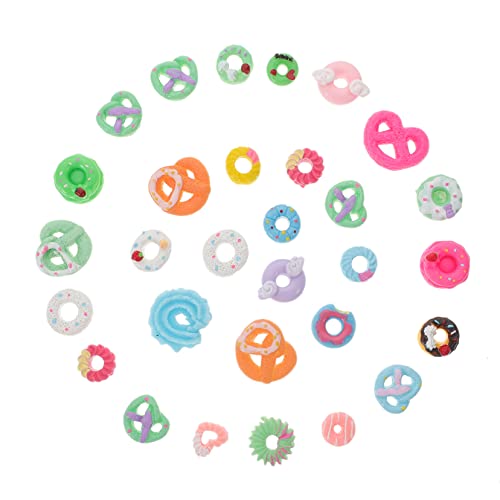 BRIGHTFUFU Bastelzubehör 30 Stück Harz-Kuchen-Donut-Charms Flache Rückseite Perlen Für Schmuck Handyhülle Heimdekoration von BRIGHTFUFU