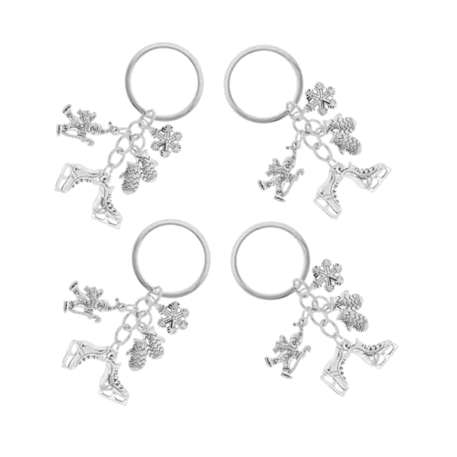 BRIGHTFUFU 4 STÜCKE Teiliges Schlittschuh schlüsselanhänger Langlebiger Zinklegierung mit Schneeflocken design Multifunktional als Schlüssel Taschenanhänger für Sport Wintersportfans von BRIGHTFUFU
