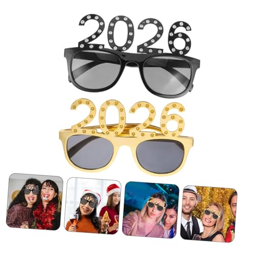 BRIGHTFUFU 4-teilige Neujahrsbrillen: 2026 Neujahrsbrillen, Abschlussklasse 2026, Glitzer-zahlenbrillen, Abschluss-sonnenbrillen, Ausgefallene Lustige Sonnenbrillen, Party-foto-requisiten von BRIGHTFUFU