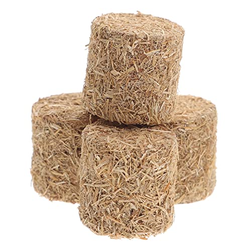 BRIGHTFUFU 4Stücke Mini Heuballen Deko Rustikale Tischdekoration für Gartenlandschaften DIY Zubehör für Puppenhaus und Outdoor Szenen Maße für Herbstliche Arrangements von BRIGHTFUFU