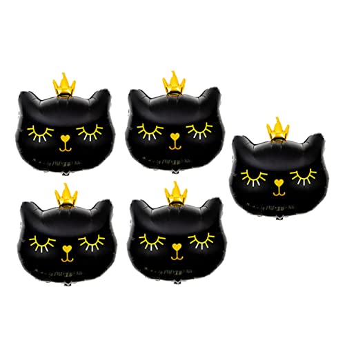 BRIGHTFUFU 5 Stück Katzenballon hochzeitsdeko tierluftballone große luftballons wasserballon balongas Geburtstag Szene Tiere tierischer Folienballon Cartoon-Tierballons Aluminiumfolie Black von BRIGHTFUFU