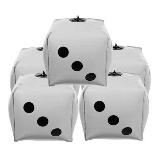 BRIGHTFUFU 5Stücke Folienballons Würfelballons Für Themenpartys Weiße Aluminiumfolie Dekoration Für Poker Events Jahre Party Vorräte von BRIGHTFUFU