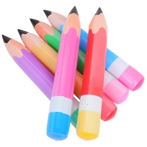 BRIGHTFUFU 6 Stück Teiliges Aufblasbare Große PVC Bleistiftballons Langlebig und Wiederverwendbar Bunte Schuldekoration für Klassenzimmer Geburtstags und Abschlussfeier Schnelles Aufblasen von BRIGHTFUFU