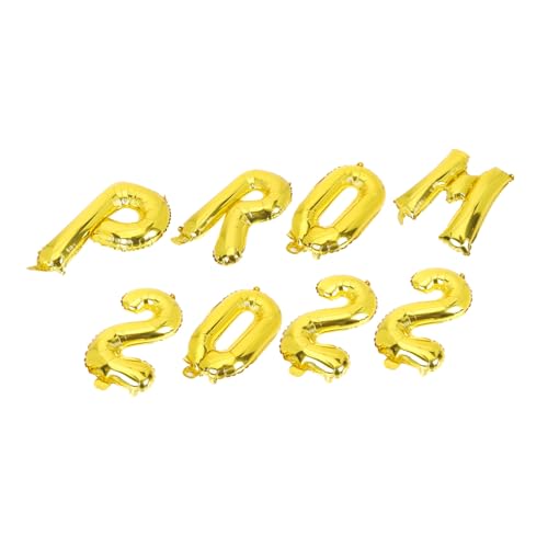 BRIGHTFUFU 8 Stück Teiliges Graduation Ballon Aluminiumfolie Goldene Prom Buchstaben und Zahlen Langlebige Abschlussball Dekoration für Party Klassenzimmer und Festgestaltung von BRIGHTFUFU