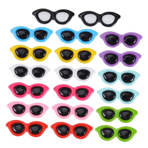 BRIGHTFUFU Bunte Knöpfe Aus Kunstharz Mit Flacher Rückseite Für Sonnenbrillen 20 Stück Mini-brillenanhänger Zum Basteln Und Dekorieren von BRIGHTFUFU