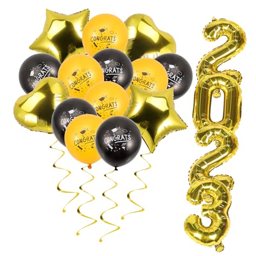 BRIGHTFUFU Graduationsballons Dekorative Aluminium-folienballons mit Stern Herzformen Leicht Aufzuhängen für Abschlussfeier Klassenzimmer-deko Party-event Indoor-outdoor Geeignet von BRIGHTFUFU