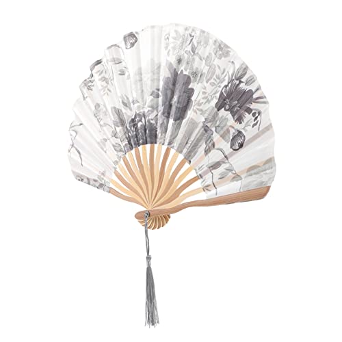 BRIGHTFUFU Handgefalteter Japanischer Holzfächer Faltbarer Fächer für Damen Leicht und Tragbar als Tanz und Fotorequisiten Perfektes für Freunde von BRIGHTFUFU