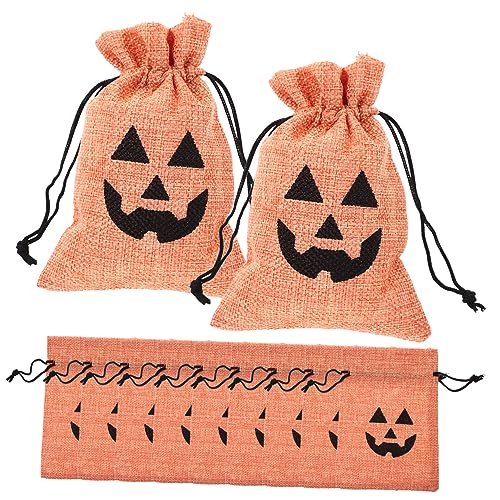 BRIGHTFUFU Taschen Beutel mit aus Süßigkeitsbeutel Kordelzug Sackleinen für Kürbis als Geschenktüten Süßigkeitstüte für Festival Partys Halloween von BRIGHTFUFU