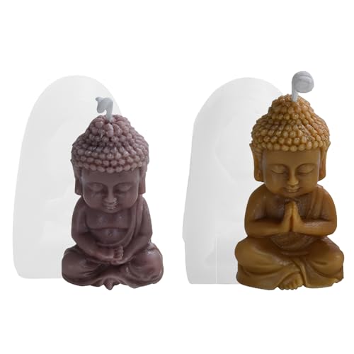 BRISKORE Silikonformen Gießformen Kerzen, 2 Stück DIY Buddhismus Buddha-Statue Kerzen Silikonform, Silikonformen Kerzen Silikonform Kerzen, Kerzen-gießform für Herstellung von Kerzen, Kunsthandwerk von BRISKORE