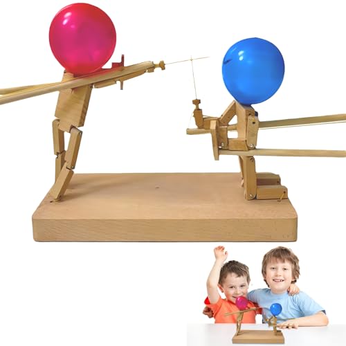 Balloon Bamboo Man Battle für 2 Spieler, Handmade Wooden Fencing Puppets Wooden Bots Battle Game Fast-Paced Balloon Fight Hölzerne Bots Kampf Spiel Für 2-Spieler von BRISKORE