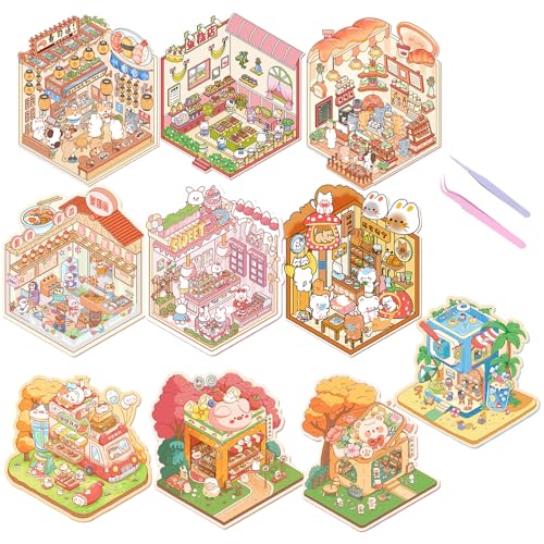 BRITIVIVE 3D Sticker 10 Sets DIY 3d House Stickers Sticker Room 3d 3D Stickers Scene Blumenhaus Bakery für Erwachsene Und Kinder mit 2 Pinzette Stressabbau BRITIVIVE 3D Sticker 10 Sets DIY 3d House Stickers Sticker Room 3d 3D Stickers Scene Blumenhaus Bakery für Erwachsene Und Kinder mit 2 Pinzette Stressabbau von BRITIVIVE
