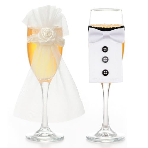 BRITIVIVE Braut und Bräutigam Hochzeitsdekoration 2 Stück Sektglasüberzug Brautpaar Hochzeitsdeko für Champagnerglas Hochzeit Weingläser Tischdeko für Hochzeit BRITIVIVE Braut und Bräutigam Hochzeitsdekoration 2 Stück Sektglasüberzug Brautpaar Hochzeitsdeko für Champagnerglas Hochzeit Weingläser Tischdeko für Hochzeit von BRITIVIVE