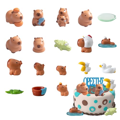 BRITIVIVE Capybara Geburtstag Deko 18 Stück Mini Capybara Figuren Miniatur Wasserschwein Figuren Set Capybara Tortendeko für Kinder Geburtstag Party Kuchen Puppenhaus Desktop BRITIVIVE Capybara Geburtstag Deko 18 Stück Mini Capybara Figuren Miniatur Wasserschwein Figuren Set Capybara Tortendeko für Kinder Geburtstag Party Kuchen Puppenhaus Desktop von BRITIVIVE