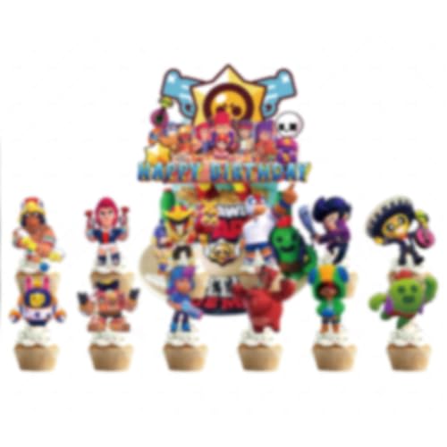 BRITIVIVE Cartoon Tortendeko Geburtstag 25 Stück Kindergeburtstag Kuchen Dekoration Cartoon Muffin Topper Happy Birthday Cake Topper für Kinder Geburtstag Party (C) von BRITIVIVE