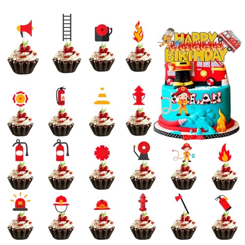 BRITIVIVE Feuerwehrmann Kuchendekorationen 21 Stück Feuerwehr Geburtstag Dekorationen Feuerwehrauto Fireman Fire Truck Cupcake Toppers Feuerwehr Tortendeko für Mottopartys, Kindergeburtstage BRITIVIVE Feuerwehrmann Kuchendekorationen 21 Stück Feuerwehr Geburtstag Dekorationen Feuerwehrauto Fireman Fire Truck Cupcake Toppers Feuerwehr Tortendeko für Mottopartys, Kindergeburtstage von BRITIVIVE