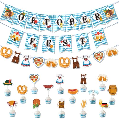 BRITIVIVE Oktoberfest Deko 17 Stück Bayrische Deko Party Set Oktoberfest Tortendeko Oktoberfest Banner Thema Party für Zubehör Indoor und Outdoor Dekoration BRITIVIVE Oktoberfest Deko 17 Stück Bayrische Deko Party Set Oktoberfest Tortendeko Oktoberfest Banner Thema Party für Zubehör Indoor und Outdoor Dekoration von BRITIVIVE