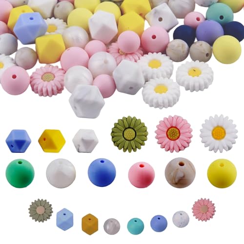 BRITIVIVE Silikon Perlen 112 Stück für Blumenförmige Silikonperlen Rund Gäneblümchen Silikonperlen Bunte Perlen für Armband DIY-Schlüsselanhänger DIY Handwerk BRITIVIVE Silikon Perlen 112 Stück für Blumenförmige Silikonperlen Rund Gäneblümchen Silikonperlen Bunte Perlen für Armband DIY-Schlüsselanhänger DIY Handwerk von BRITIVIVE