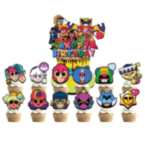 BRITIVIVE Tortendeko Geburtstag Junge 25 Stück Kuchen Deko Kindergeburtstag Cartoon Muffin Topper Cupcake Kuchen Deko für Kinder Geburtstag Party (A) von BRITIVIVE