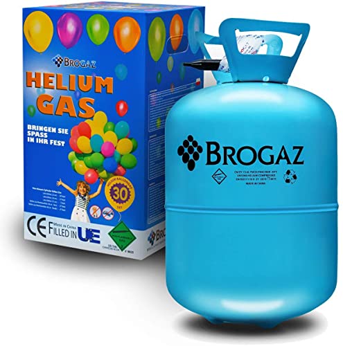 BROGAZ Heliumflasche für Luftballons Folienballons Luftballons Gas Party ca. 30 Ballons von BROGAZ