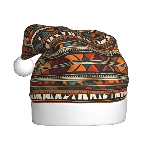 BROLEO African Tribal Ethnic Texture Santa Claus Hat - Festive Ornamental Christmas Accessory for Community Events and Holiday Parties von BROLEO