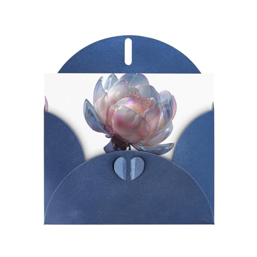 BROLEO Blaue Grußkarte, transparent, mit Schmucksteinen, Blumendruck, perfekt für Valentinstag, Hochzeitstag und Party-Einladungen von BROLEO