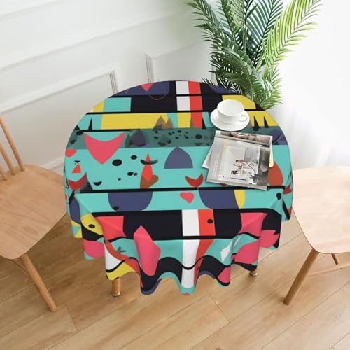 BROLEO Geometrische Muster, rund, 152,4 cm, wasserdicht, schmutzabweisend, geeignet für Restaurants von BROLEO