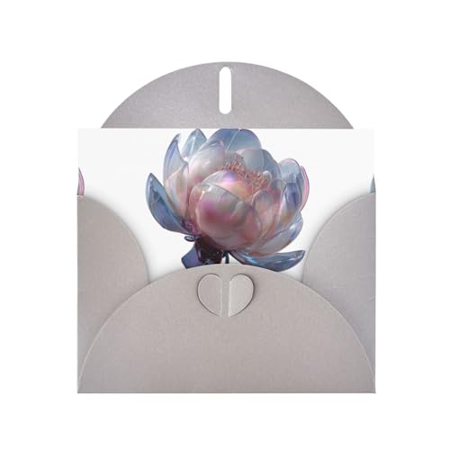 BROLEO Graue Grußkarte, transparent, mit Schmucksteinen, Blumendruck, perfekt für Valentinstag, Hochzeitstag und Party-Einladungen von BROLEO