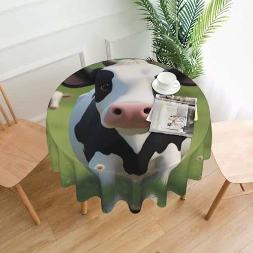 BROLEO Niedliche kleine Kuh-Druck, rund, 152,4 cm, wasserdicht und schmutzabweisend, geeignet für Restaurants von BROLEO